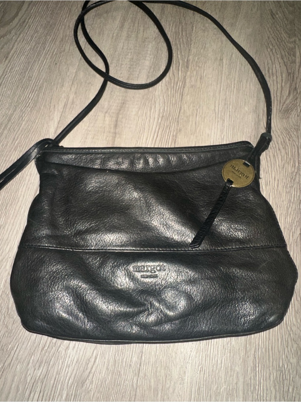 Margot Black Leather Small Crossbody Shoulder Bag Purse